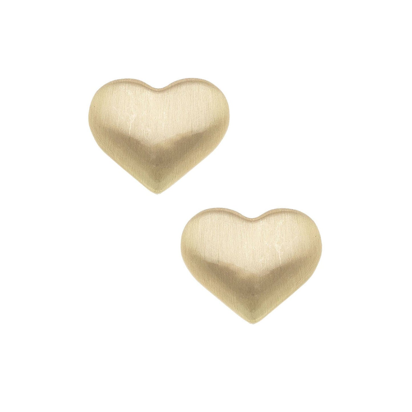 Icon Puffed Heart Stud Earrings in Satin Gold or Silver