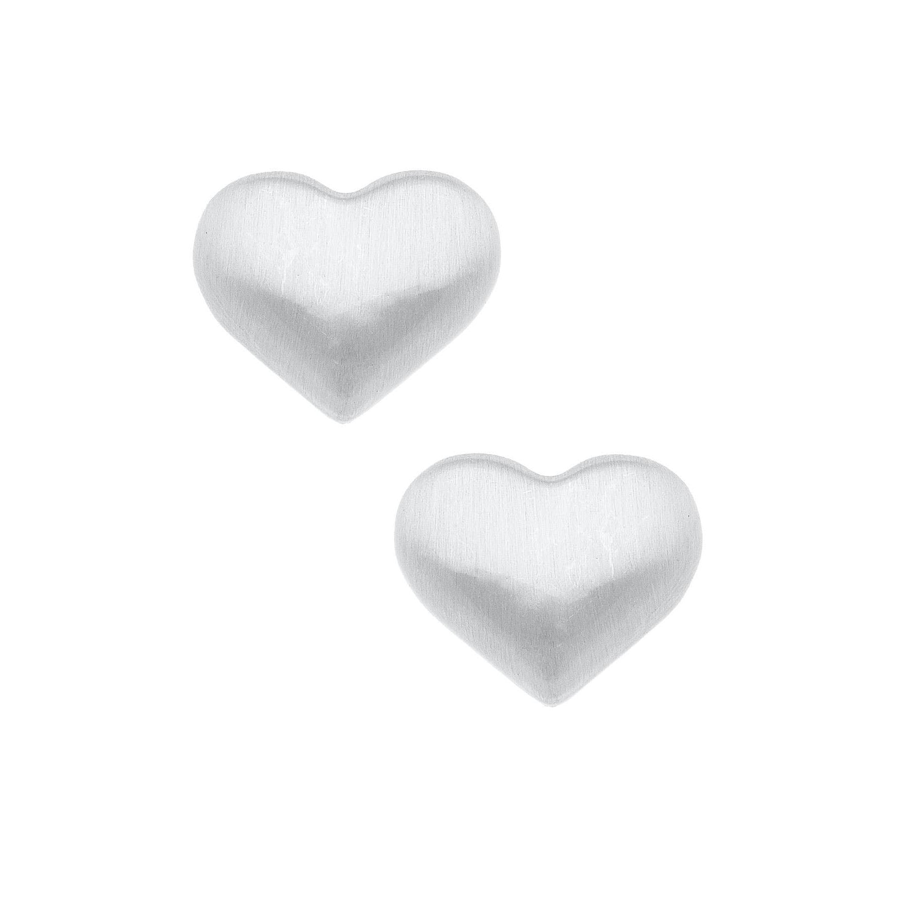 Icon Puffed Heart Stud Earrings in Satin Gold or Silver