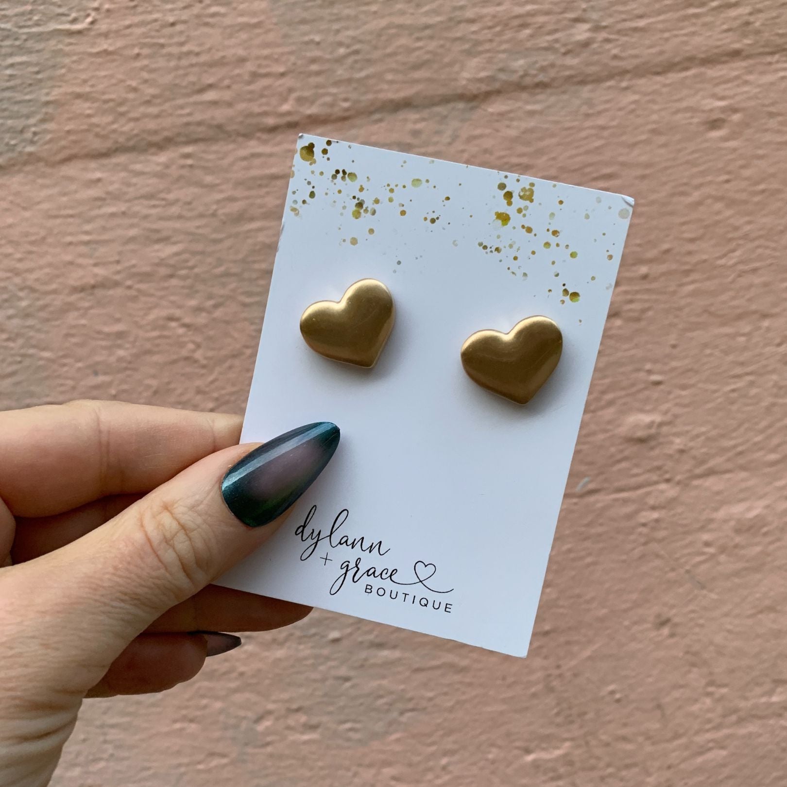 Icon Puffed Heart Stud Earrings in Satin Gold or Silver