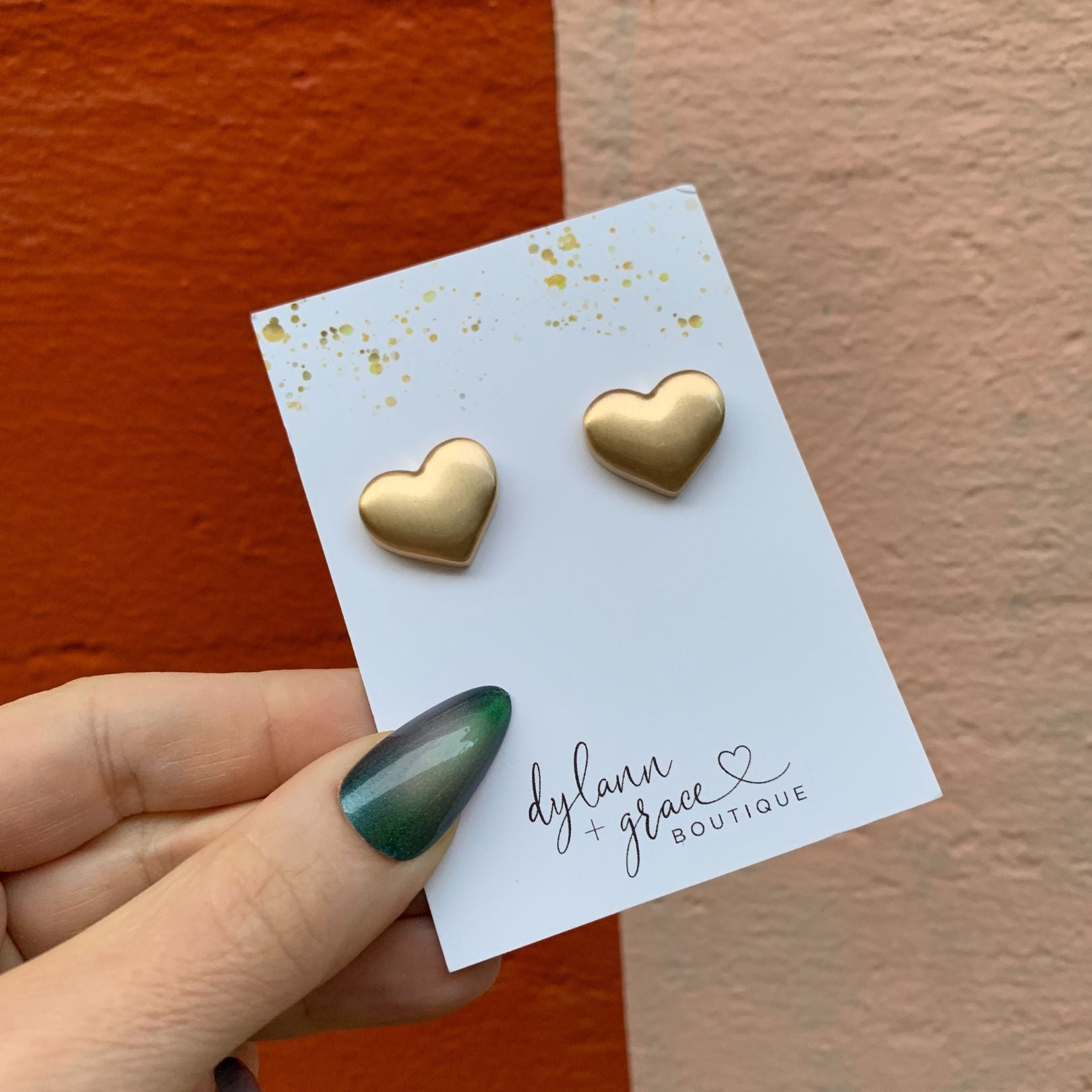 Icon Puffed Heart Stud Earrings in Satin Gold or Silver