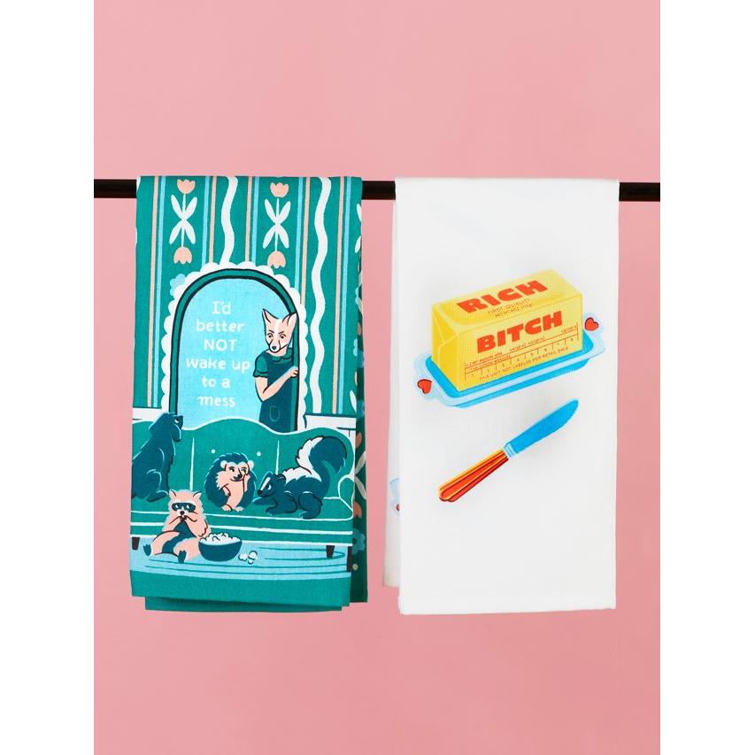 Rich Bitch Butter Screen-Printed Dish Towel | Kitchen Tea Hand Cotton Dish Cloth | 28" x 21" | BlueQ at GetBullish