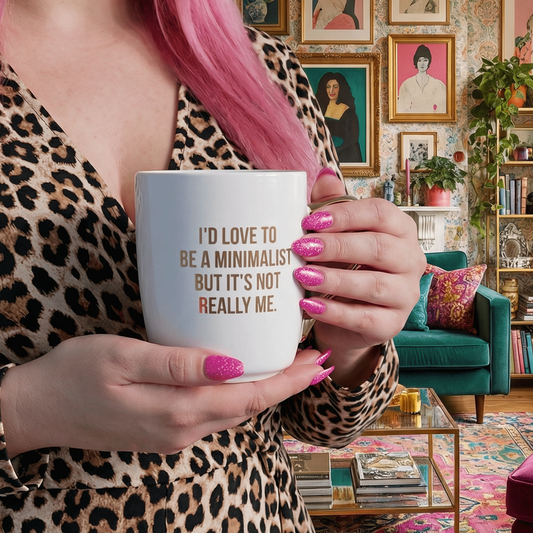 I'd Love To Be A Minimalist Gold Handle Mug | Stoneware Coffee Tea Cup | 16oz