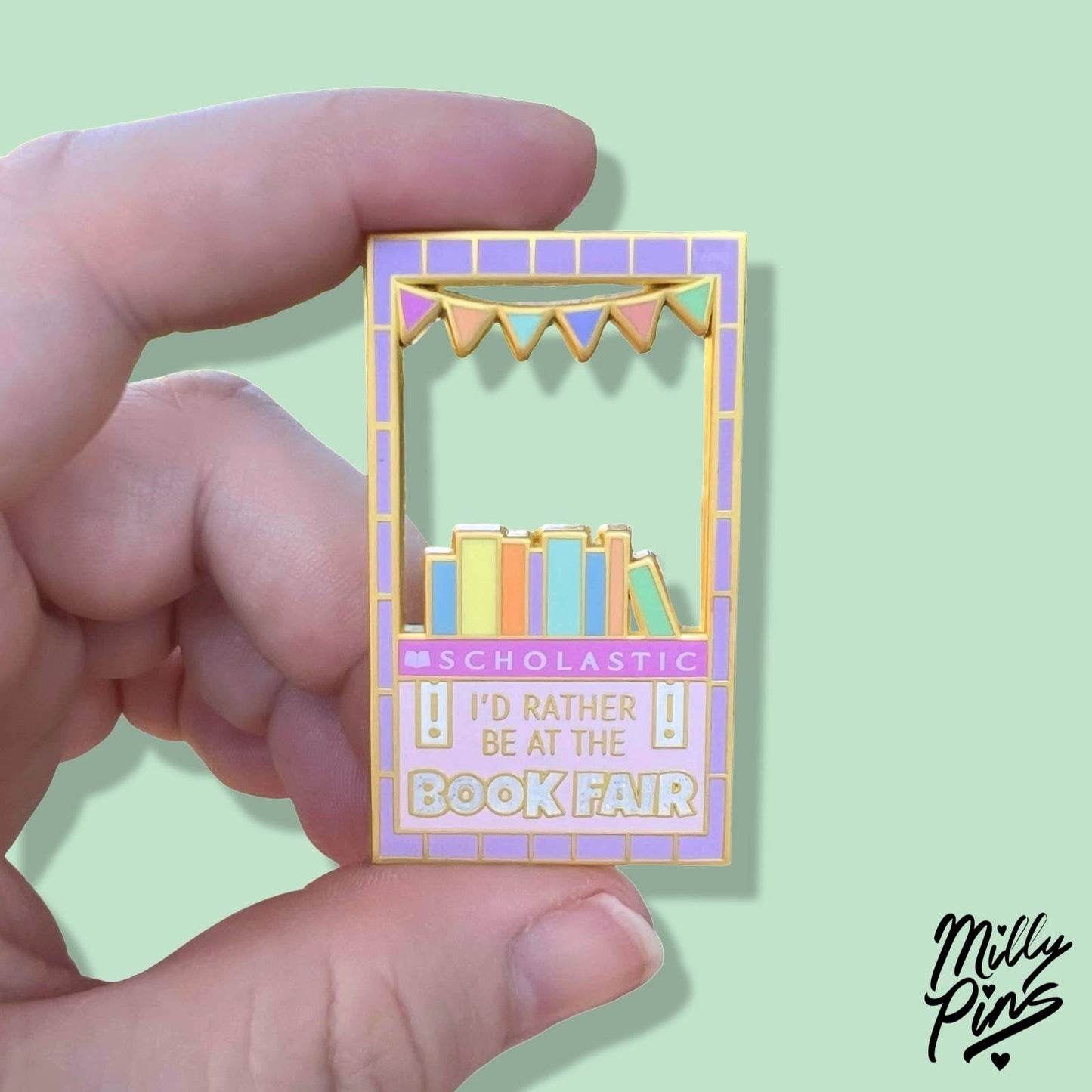 I’d Rather Be At The Scholastic Book Fair Enamel Pin | Nostalgic Teacher & Book Lover Hard Lapel Pin