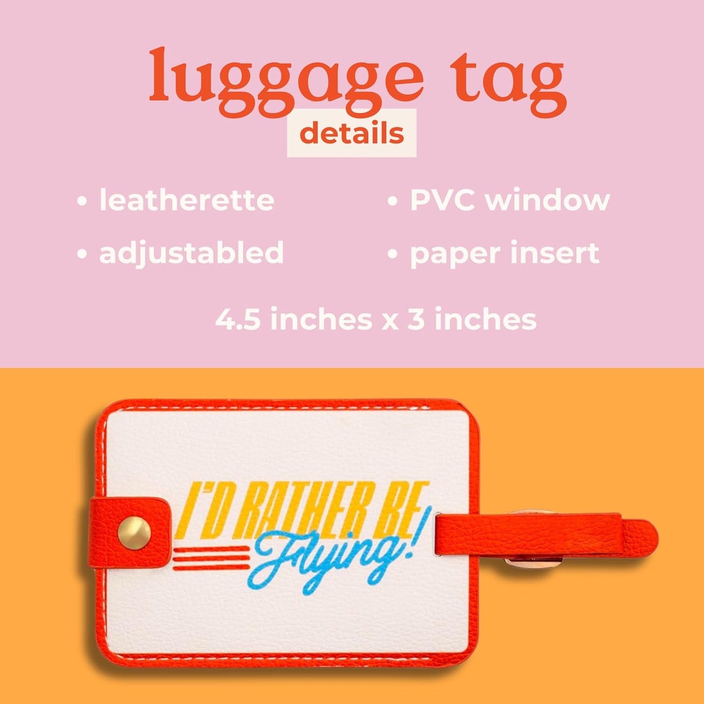 I'd Rather Be Flying Getaway Luggage Tag | Leatherette Baggage Identifier