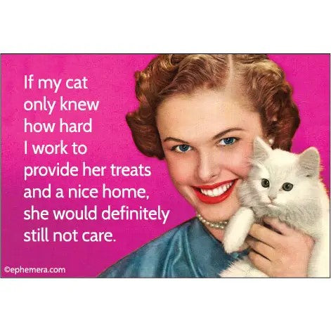 If My Cat Only Knew How Hard I Work To Provide Her Treats Rectangular Magnet | Refrigerator Magnetic Surface Decor