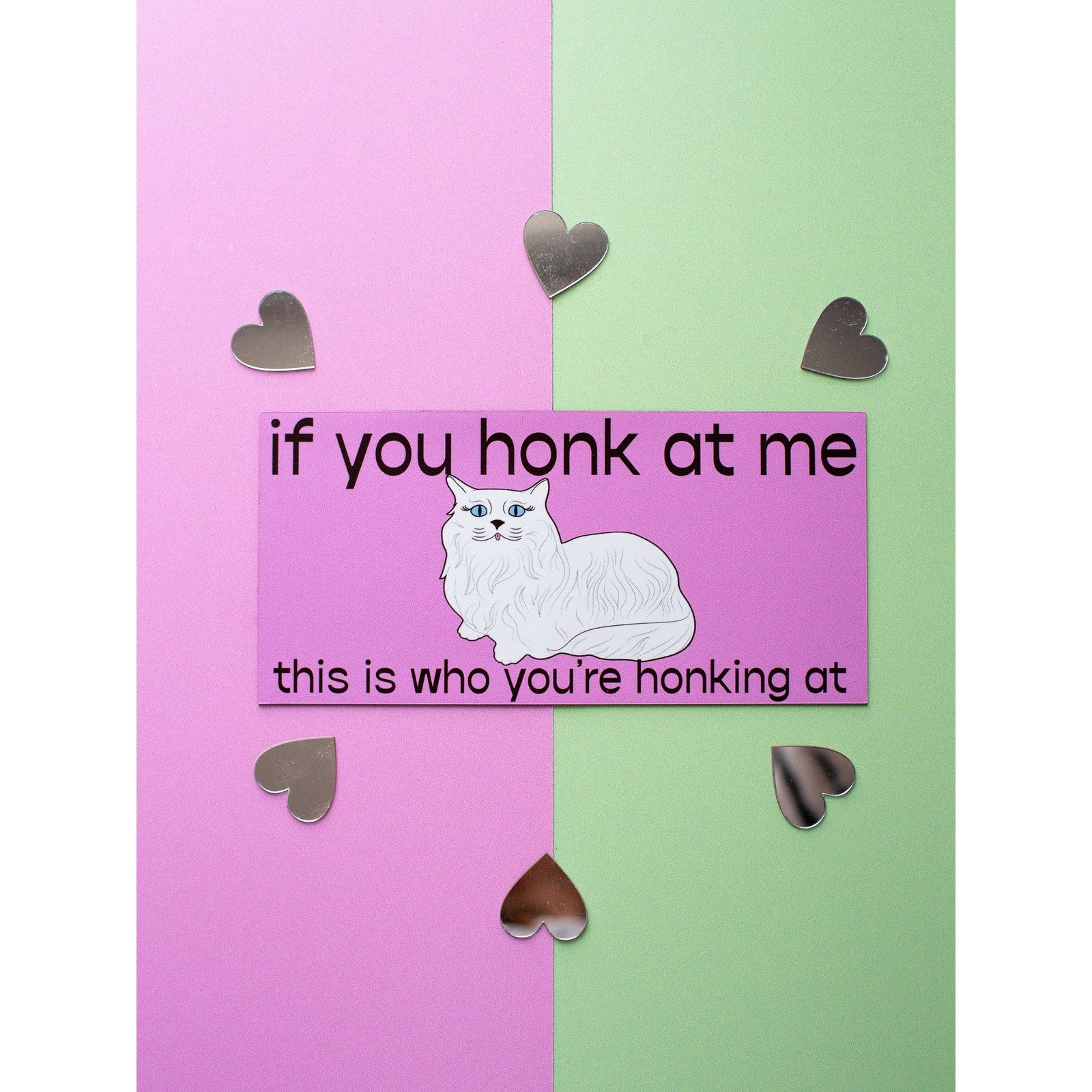 If You Honk Cute Kitty Cat Car Magnet | Weatherproof Vehicle Magnetic Surface Decor | 3.25" x 7"