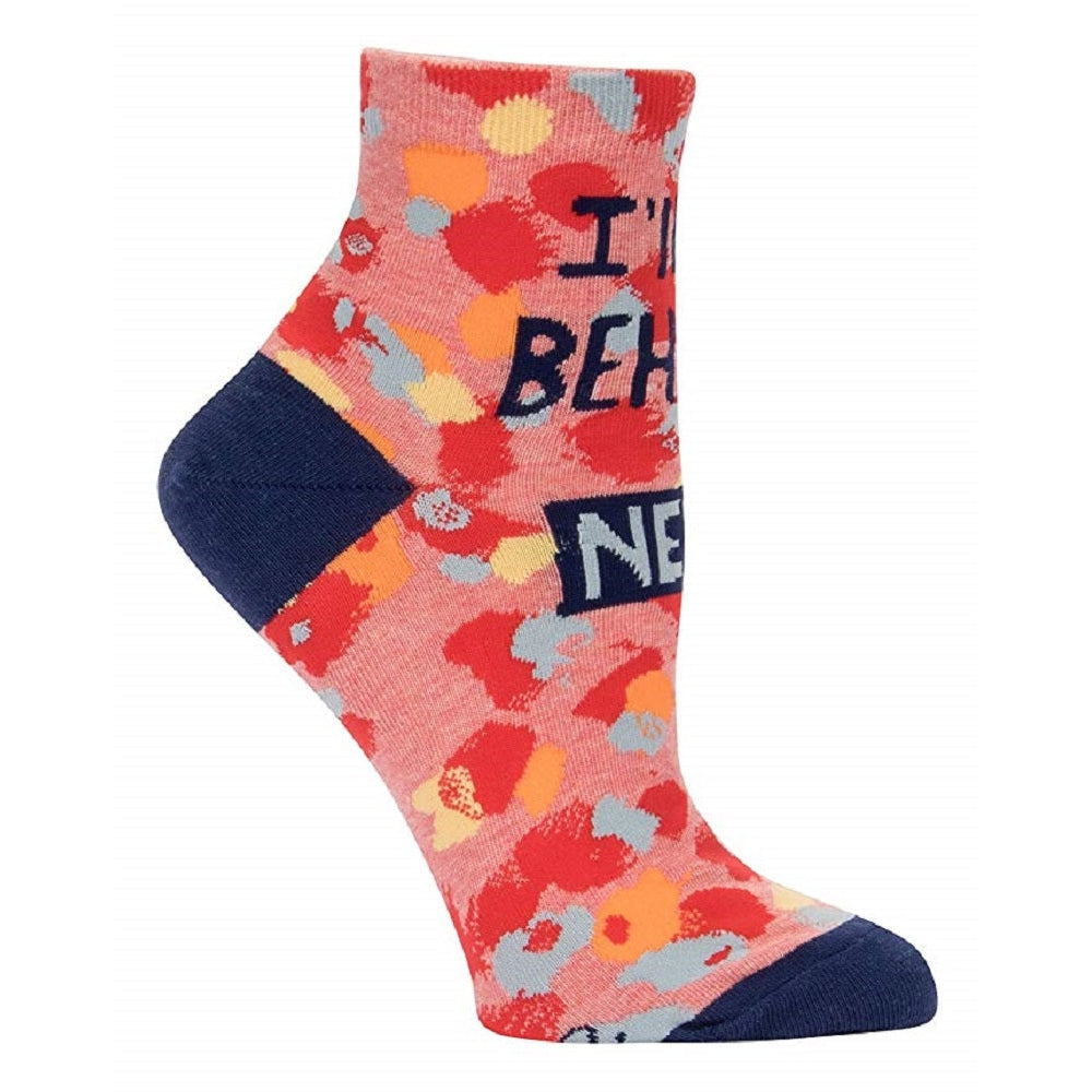 I'll Behave Never Women's Ankle Socks in Coral, Red, and Navy