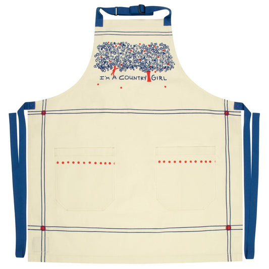 I'm A Country Girl Funny Cooking and BBQ Apron 2 Pockets Adjustable Strap 100% Cotton | BlueQ at GetBullish