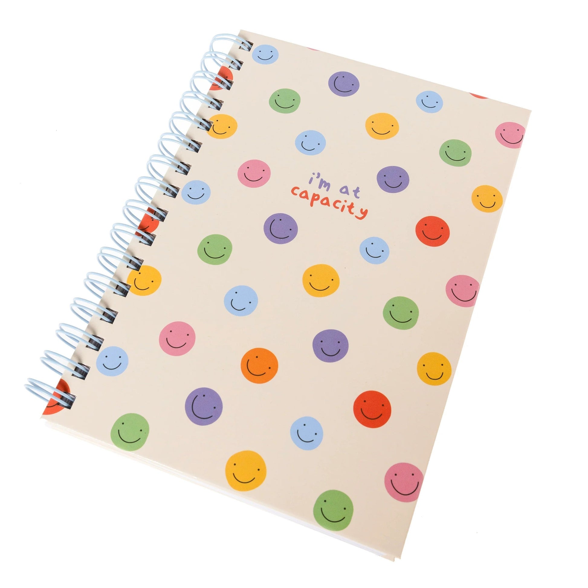 I‘m At Capacity Spiral Hard Cover Journal in Colorful Smiley Designs | 160 Ruled Pages Spiral-bound Notebook | 6.25"x 8.25"
