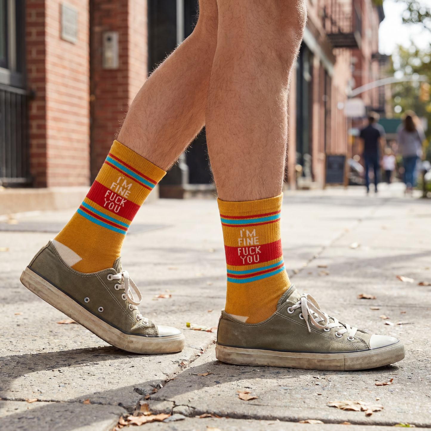 I'm Fine Fuck You Unisex Socks | Funny Questionables Retro Varsity Crew Socks