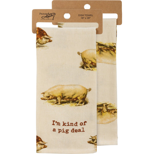 I'm Kind Of A Pig Deal Kitchen Towel | Vintage-inspired Cotten Linen Hand Tea Dish Cloth | 18" x 28"