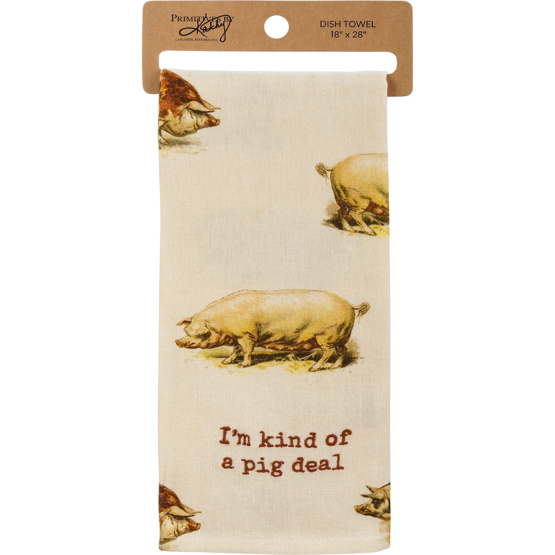 I'm Kind Of A Pig Deal Kitchen Towel | Vintage-inspired Cotton Linen Hand Tea Dish Cloth | 18" x 28"