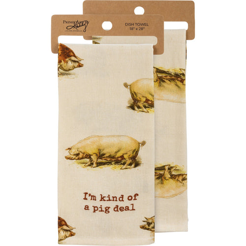 I'm Kind Of A Pig Deal Kitchen Towel | Vintage-inspired Cotton Linen Hand Tea Dish Cloth | 18" x 28"