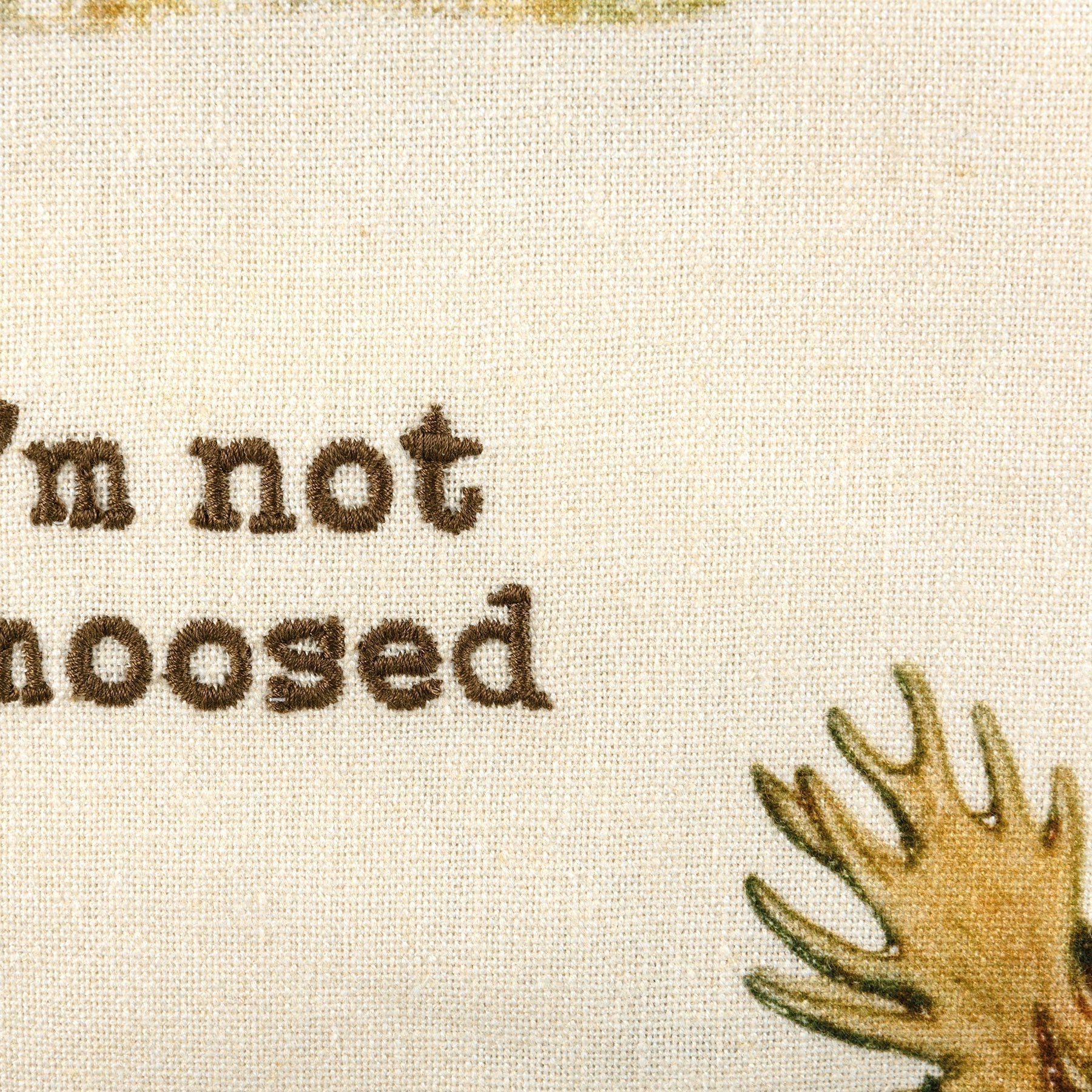 I'm Not Amoosed Moose Dish Cloth Towel | Cotten Linen Novelty Tea Towel | Embroidered Text | 18" x 28"