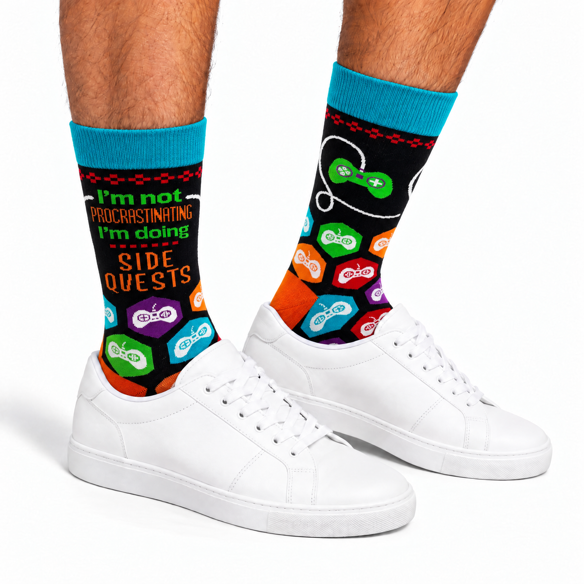 I'm Not Procrastinating I'm Doing Side Quests Men's Novelty Crew Socks | Video Games-Fabdaz-The Bullish Store