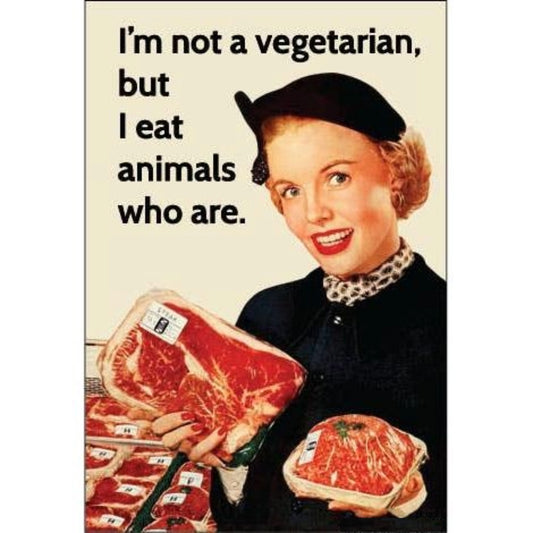 I’m Not a Vegetarian, I Eat Animals Who Are Funny Retro Magnet | Refrigerator Magnet