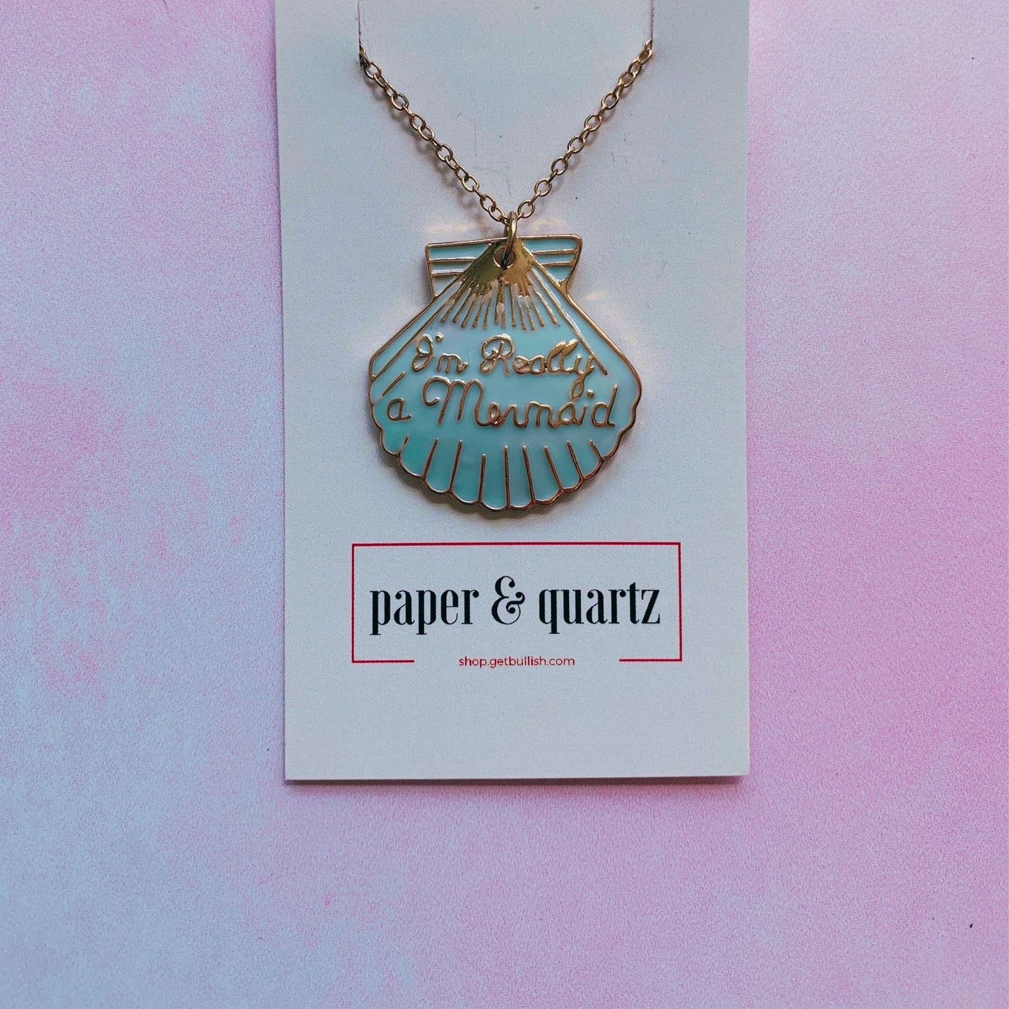 I'm Really a Mermaid Enamel Necklace | Gold Chain Pendant