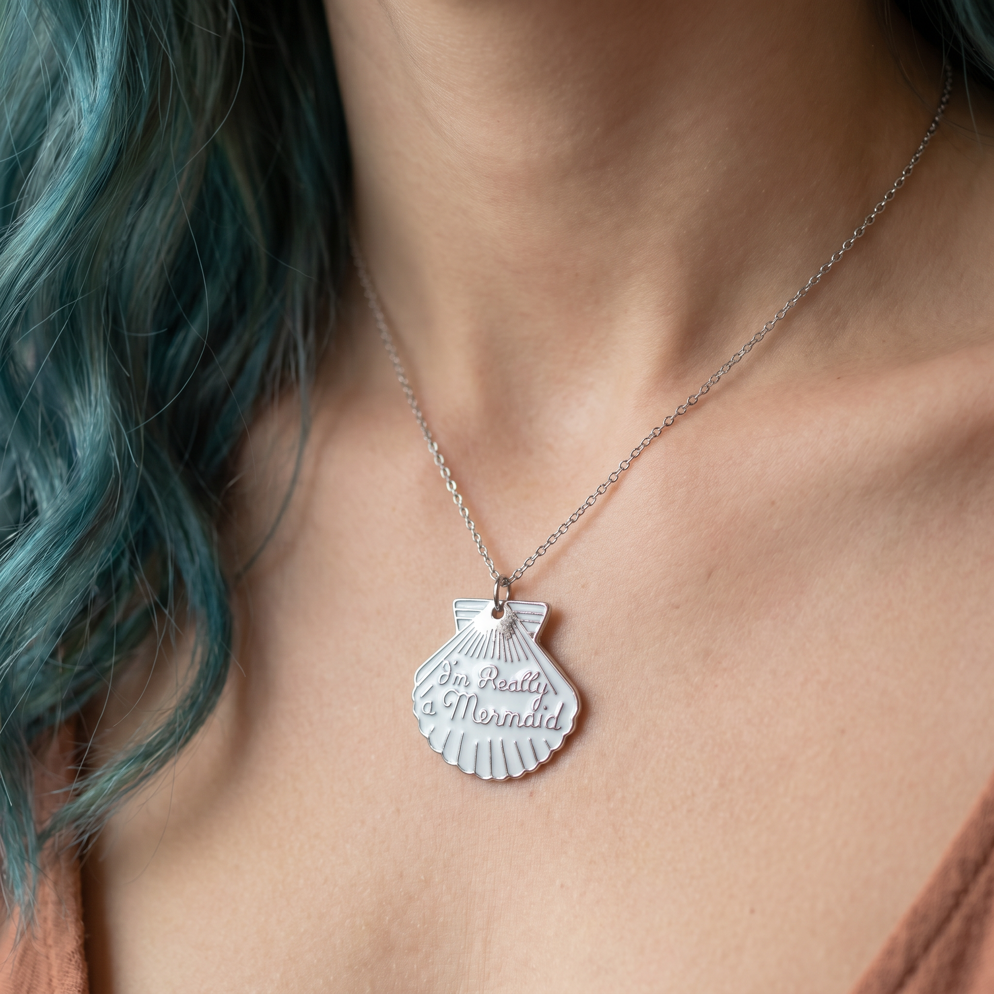 I'm Really a Mermaid Enamel Necklace | Gold Chain Pendant