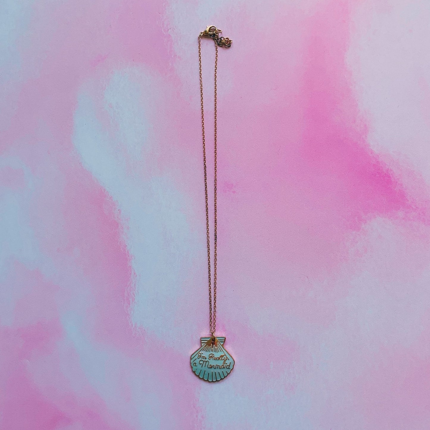I'm Really a Mermaid Enamel Necklace | Gold Chain Pendant