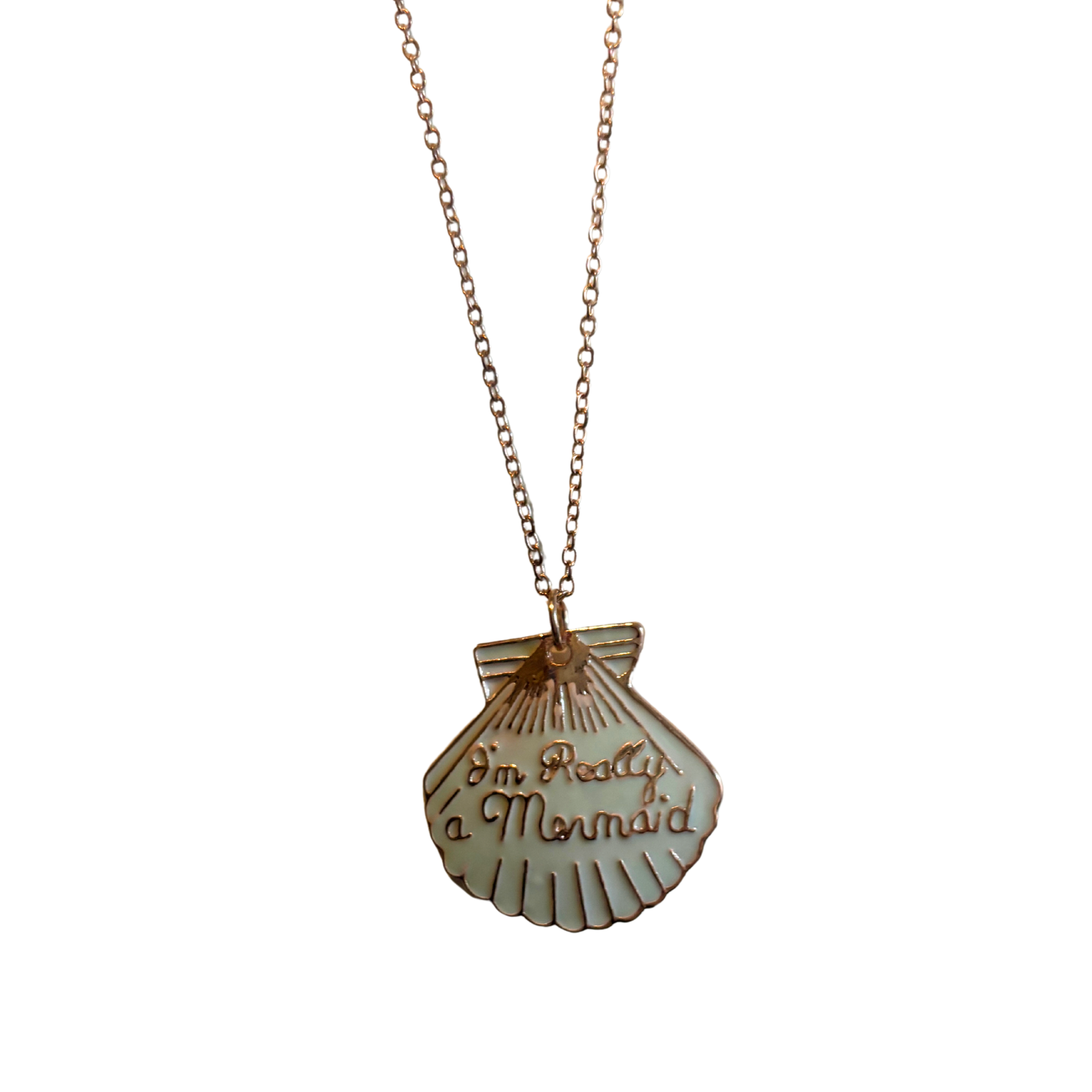I'm Really a Mermaid Enamel Necklace | Gold Chain Pendant