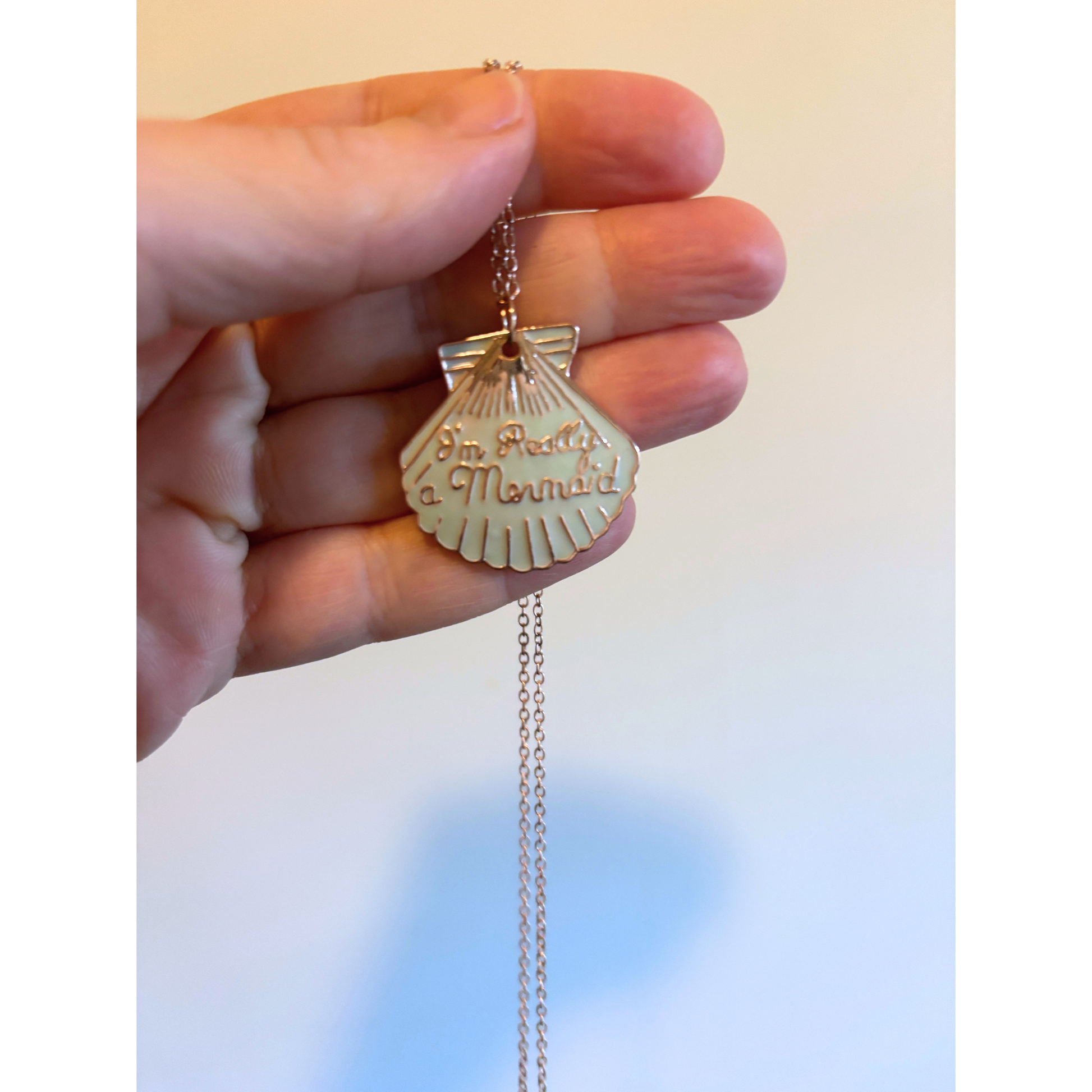 I'm Really a Mermaid Enamel Necklace | Gold Chain Pendant