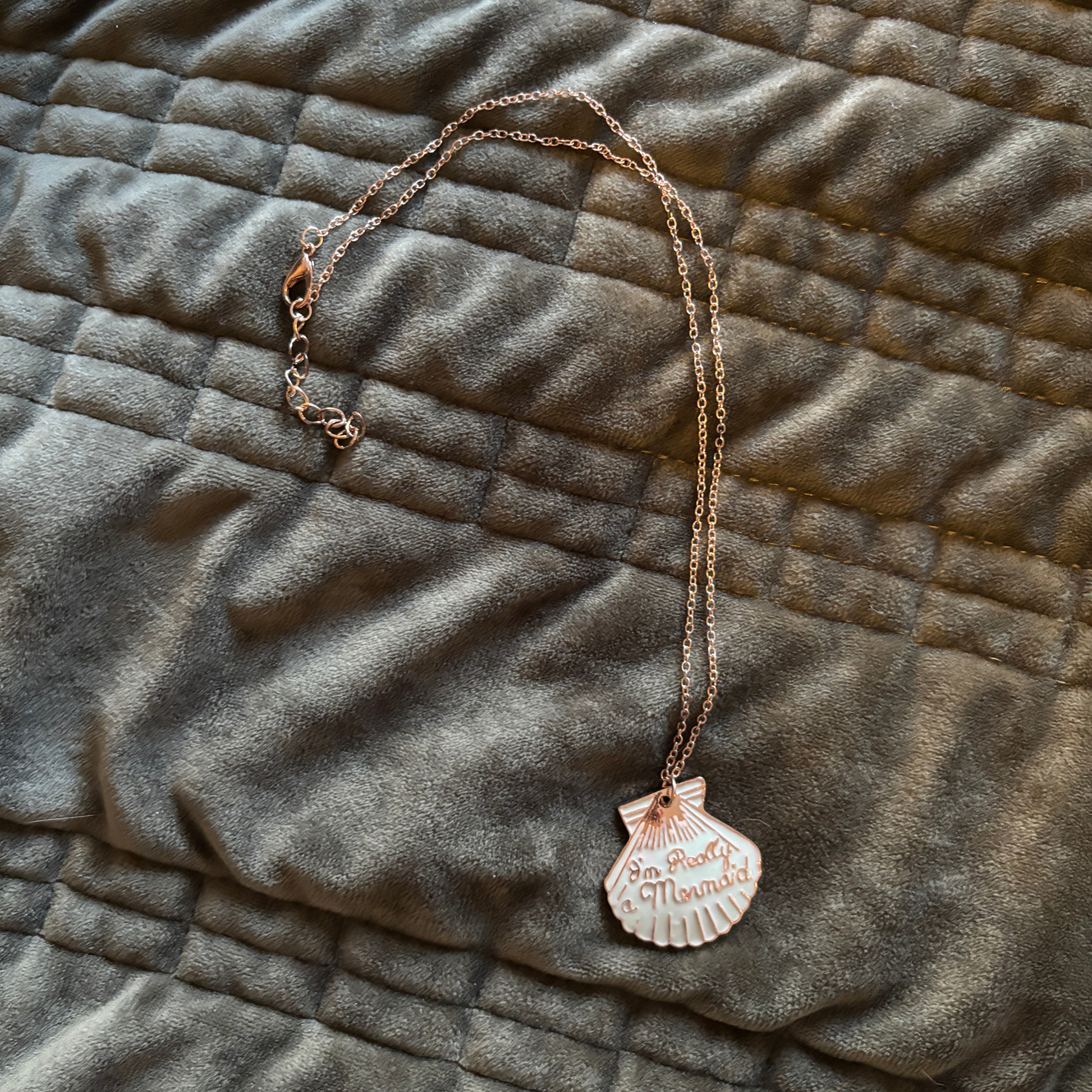 I'm Really a Mermaid Enamel Necklace | Gold Chain Pendant