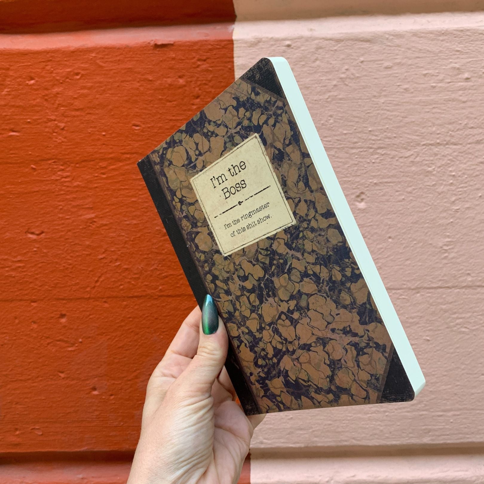 I'm The Boss Rustic Printed Journal | Lays Flat | Printed with Designs from Actual Vintage Books