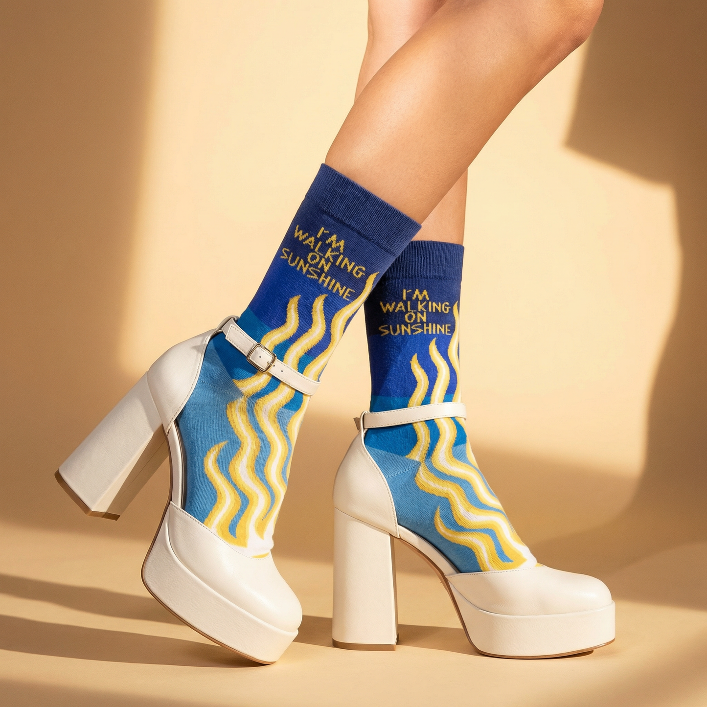 I’m Walking On Sunshine Socks | Colorful Sun Ray Crew Socks