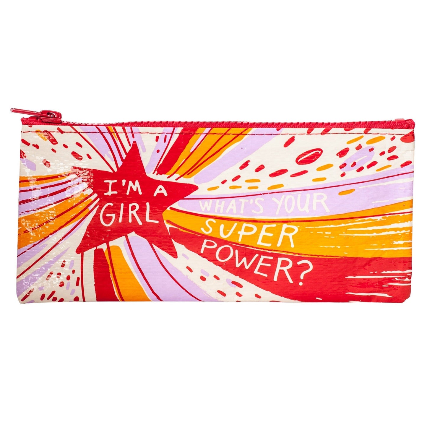 I'm a Girl, What's Your Super Power Pencil Case | 4.25" x 8.5" | BlueQ at GetBullish