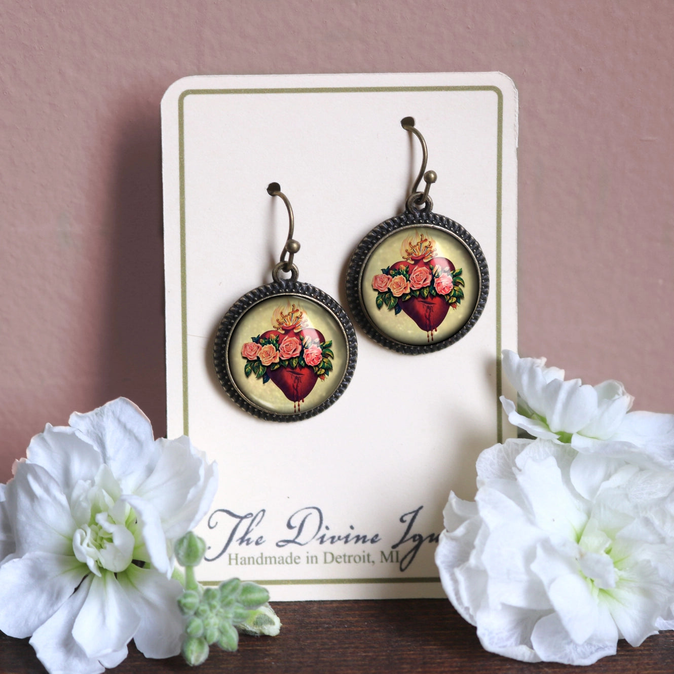 Immaculate Heart of Mary Hook Earrings | Handmade in the US