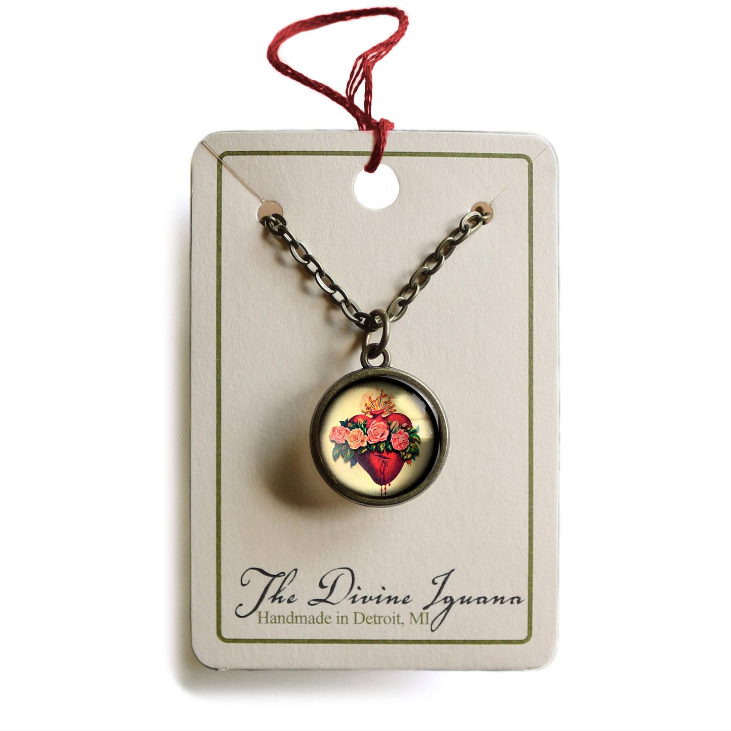 Immaculate Heart of Mary Simple Reversible Pendant Necklace-Divine Iguana-The Bullish Store