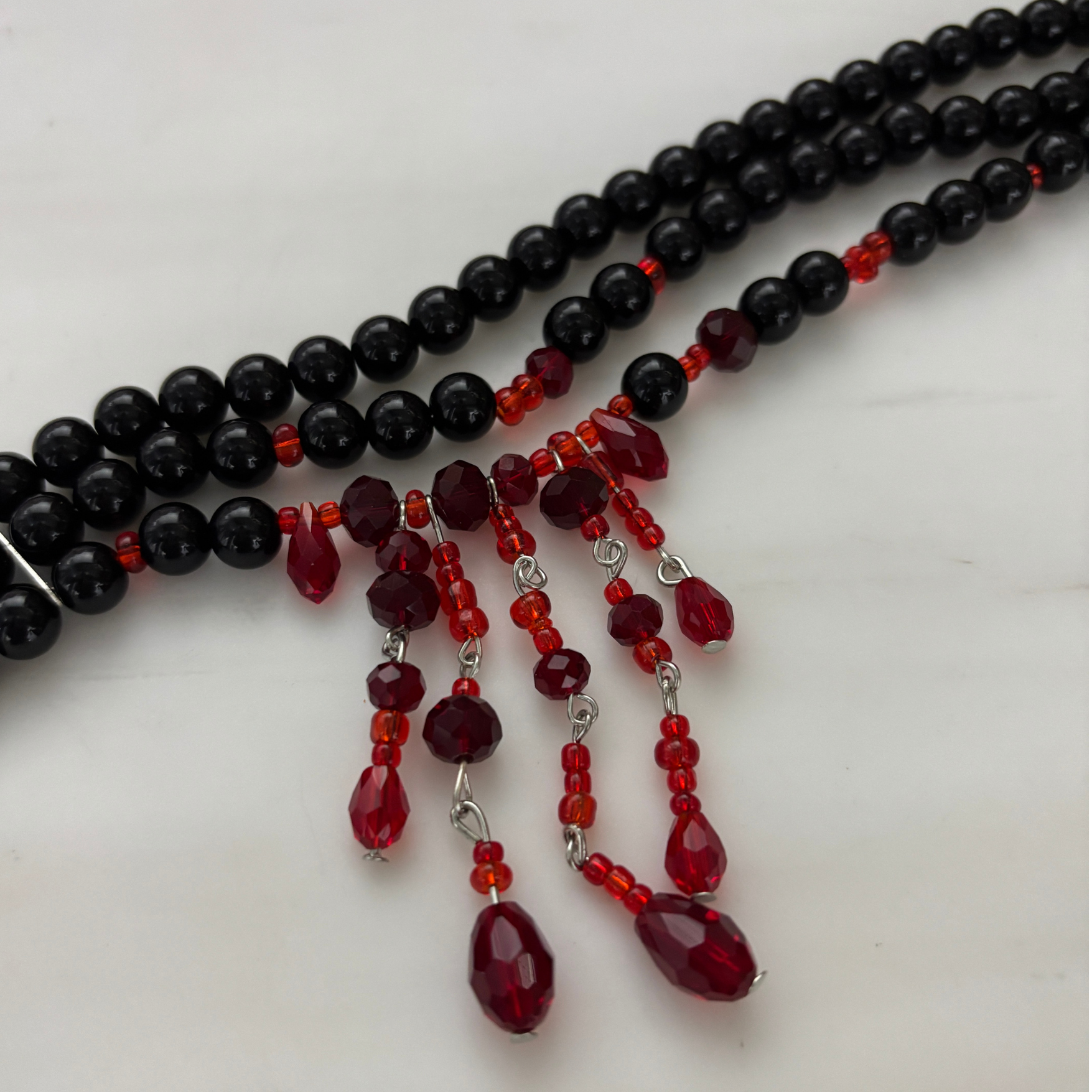 Immortal Beheaded Choker | Blood Drop and Pearl Bead Necklace-Paper & Quartz-The Bullish Store