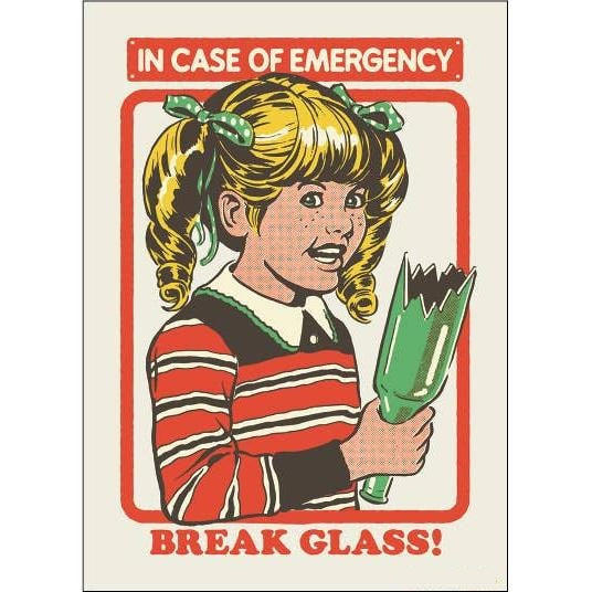 In Case of Emergency  Break Glass! Refrigerator Magnet | Rectangular Magnetic Surface Decor Art by Steven Rhodes | 2.5" X 3.5"