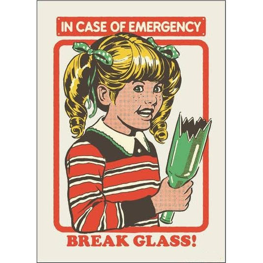 In Case of Emergency  Break Glass! Refrigerator Magnet | Rectangular Magnetic Surface Decor Art by Steven Rhodes | 2.5" X 3.5"