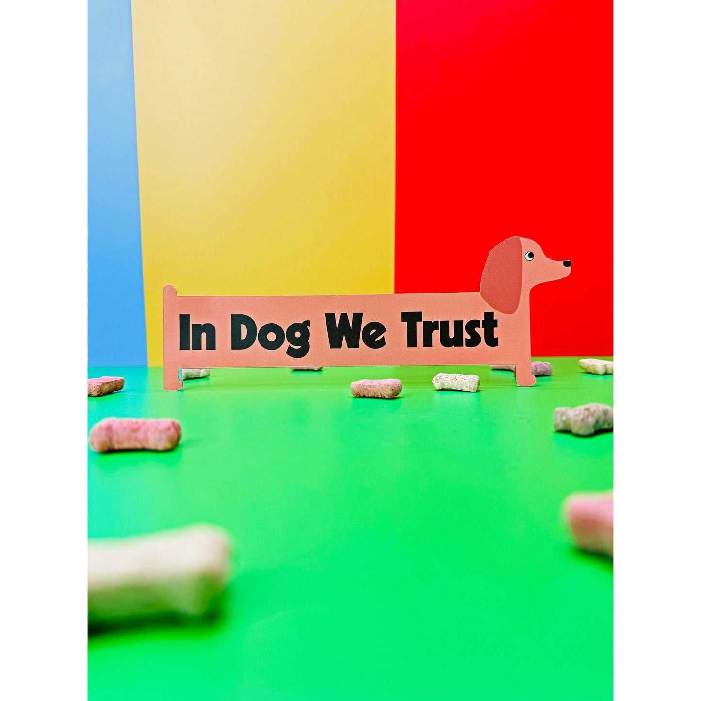 In Dog We Trust Car Magnet | Weatherproof Magnetic Surface Decor | 3.25" x 8"