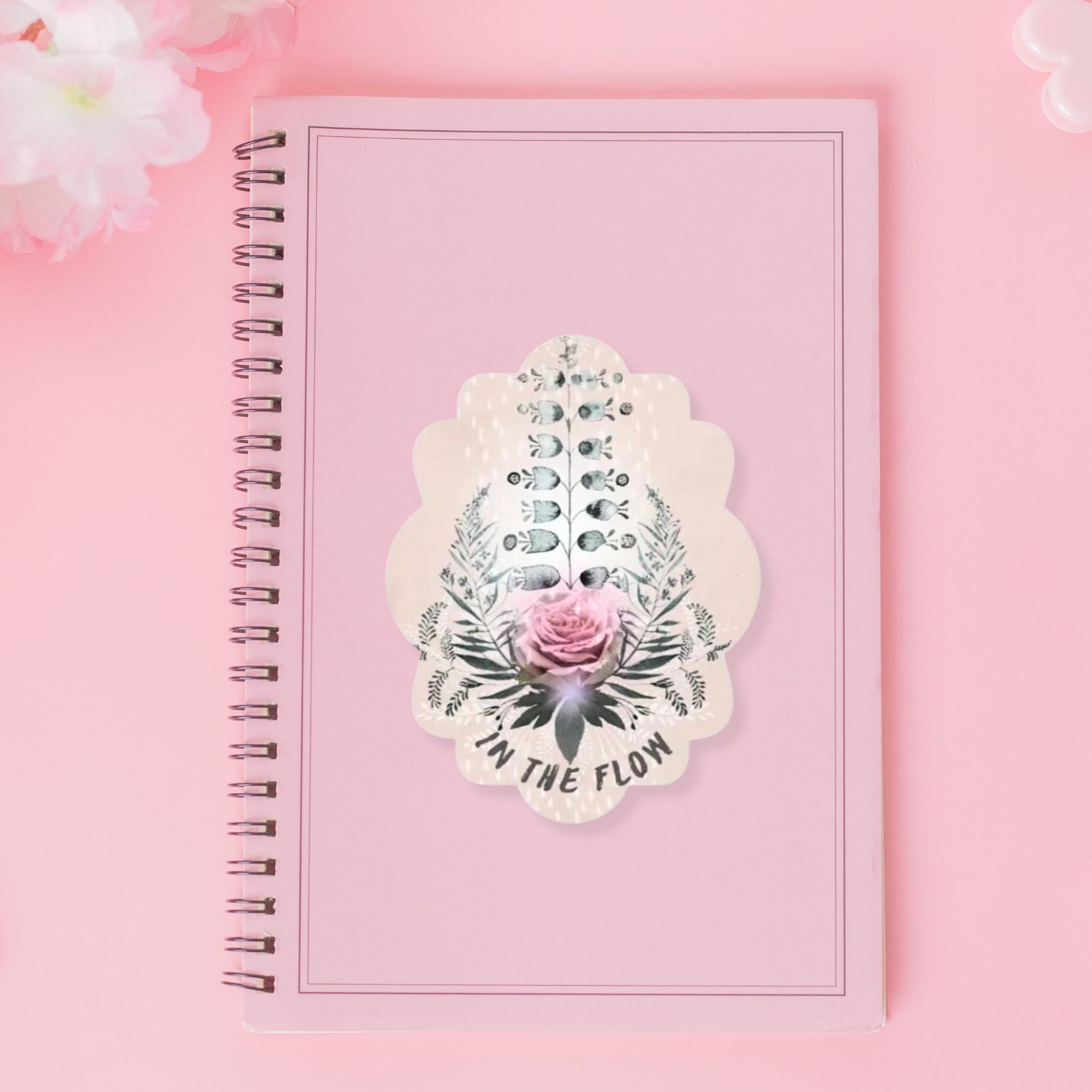 In The Flow Cosmic Pink Rose Large Vinyl Sticker