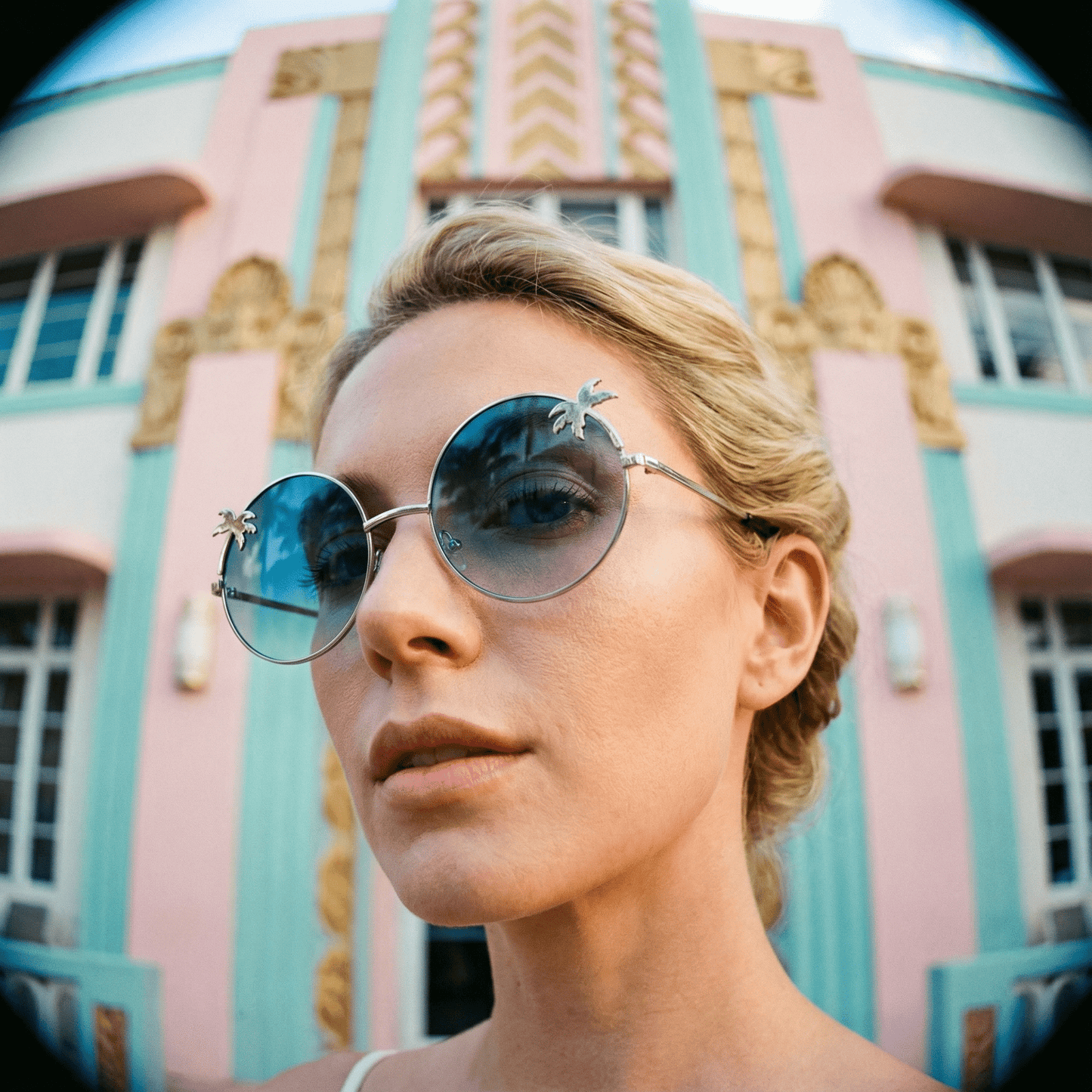 Indie Palm Tree Gradient Lens Round Hippie Sunglasses | Summer Sunnies Eyewear