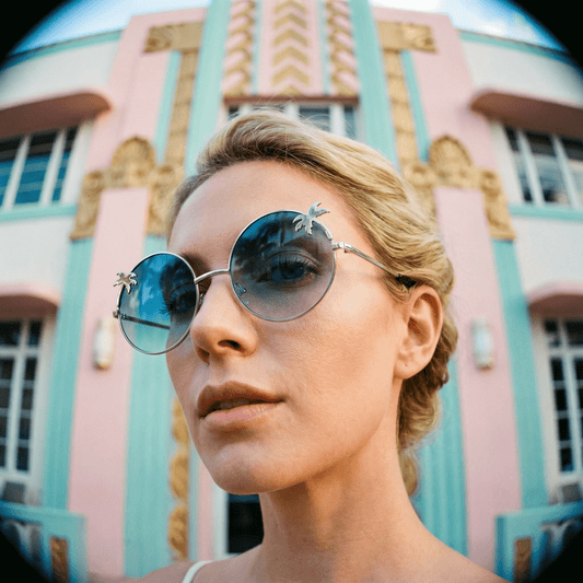 Indie Palm Tree Gradient Lens Round Hippie Sunglasses | Summer Sunnies Eyewear