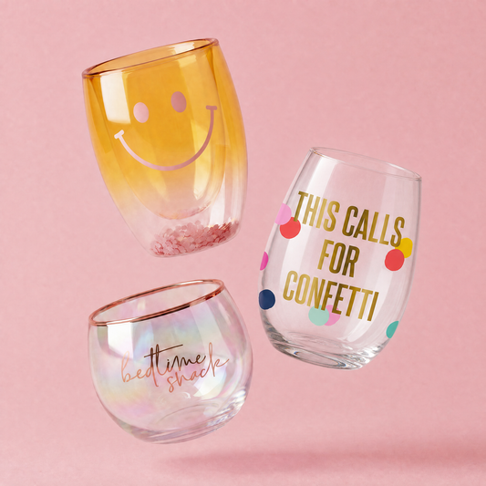 Individual Wine, Jumbo Wine, and Champagne Glasses with Cute Sayings | 30+ Options!