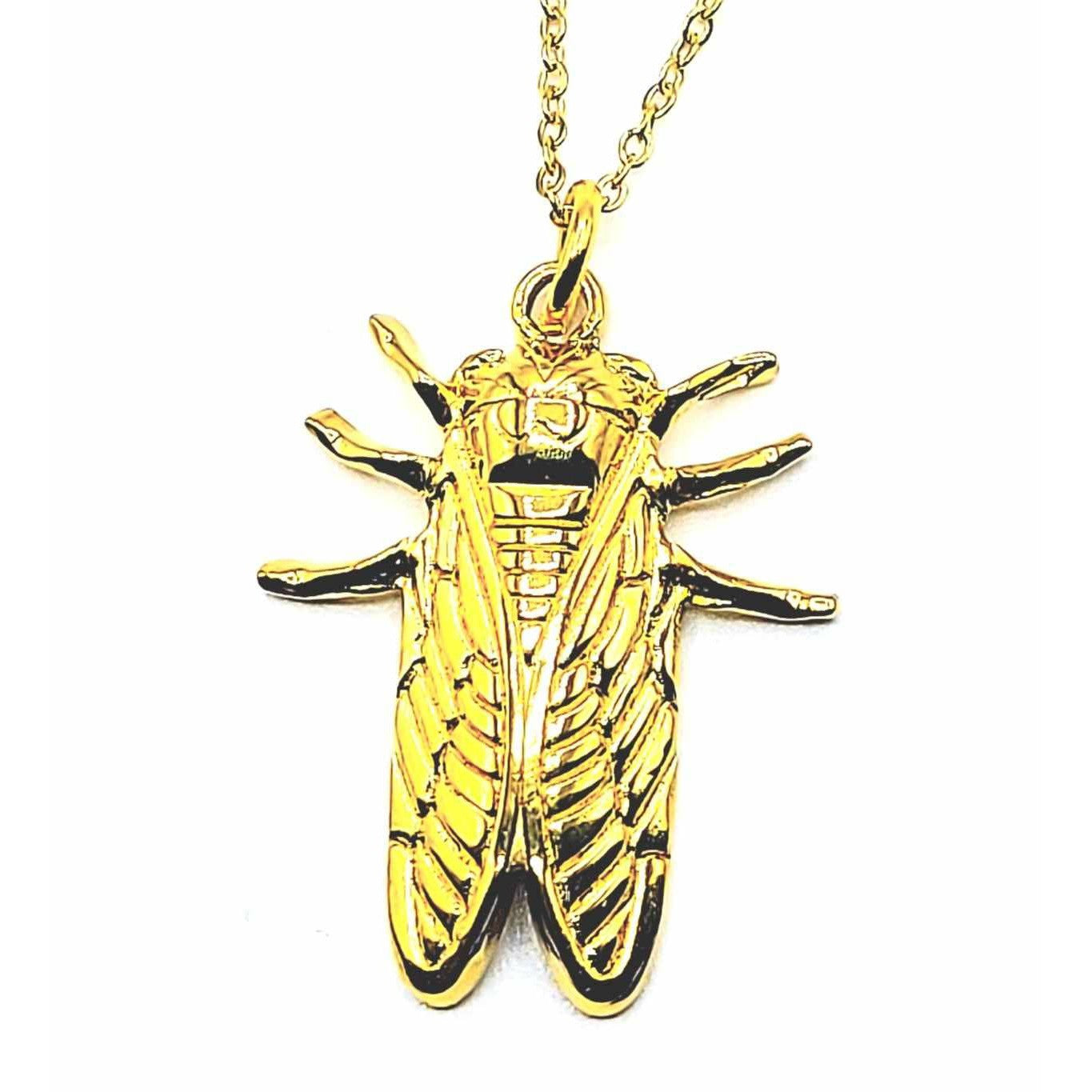 Insect Gold Plated Stainless Steel Necklace | Spooky Gold Pendant on Chain