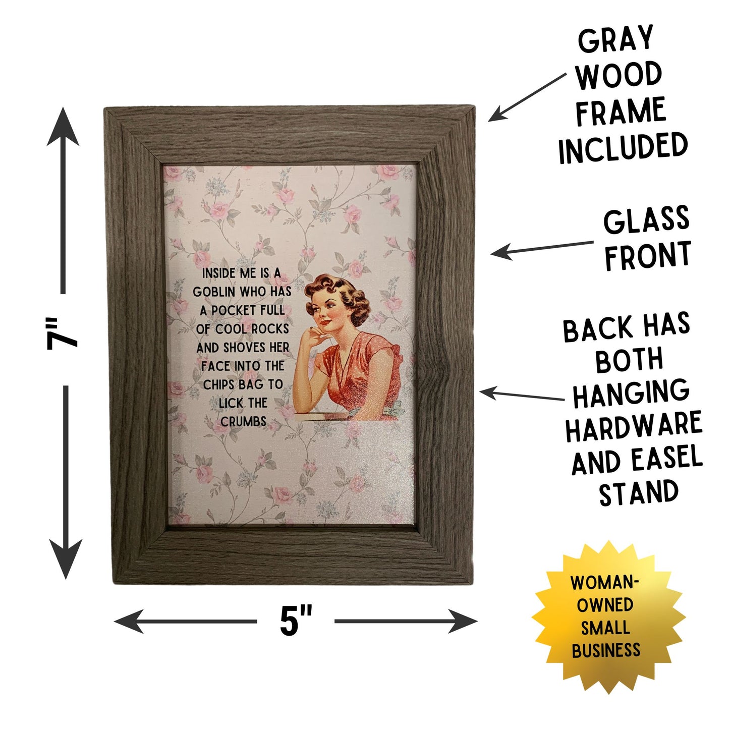 Inside Me Is a Goblin Framed Wall Art | GetBullish Original Quote Sign