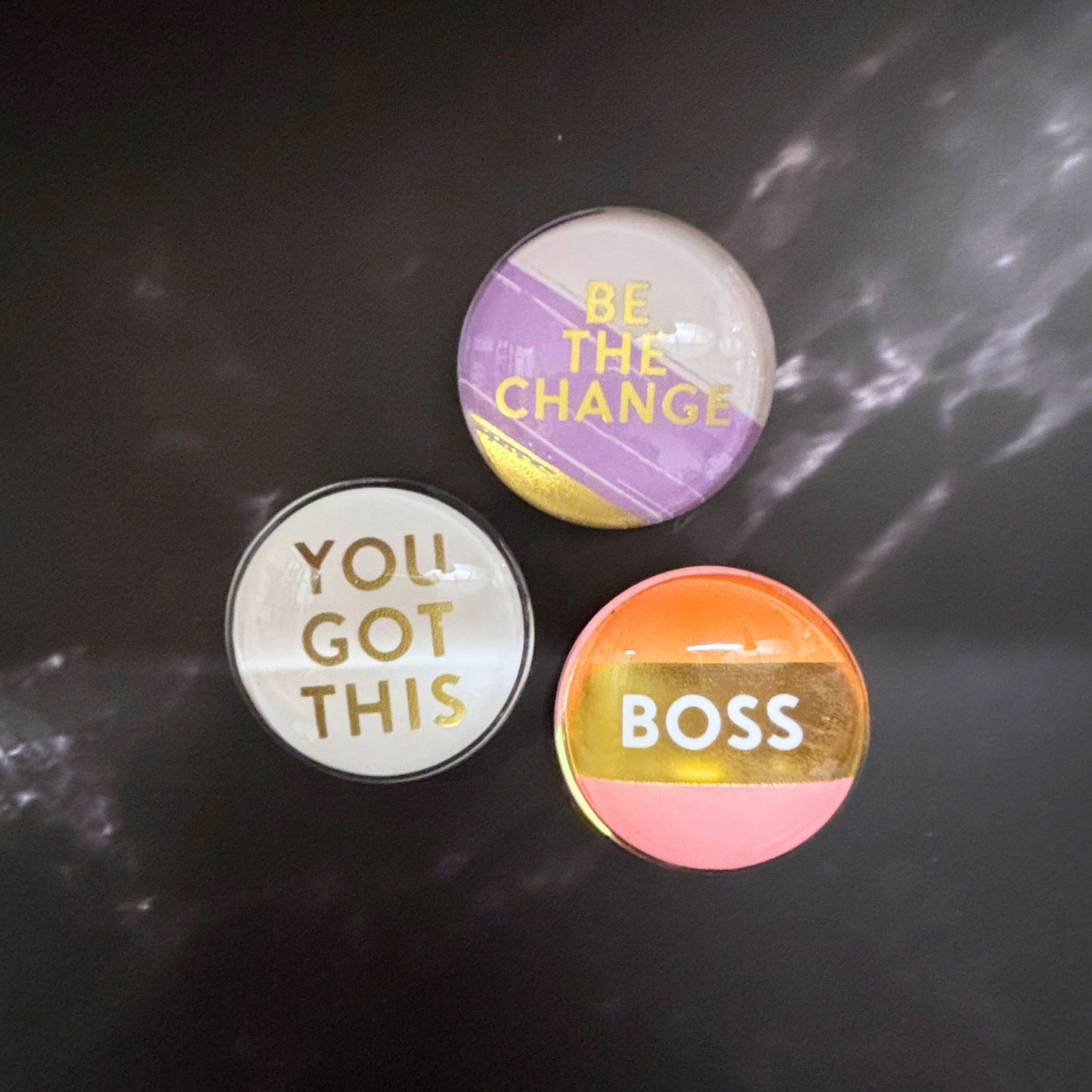 Inspiring Cabochon Glass Magnets | Metallic Gold Text | 10 Options Mix and Match