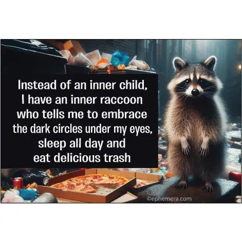 Instead of An Inner Child, I Have An Inner Raccoon Rectangular Magnet | Refrigerator Magnetic Surface Decor