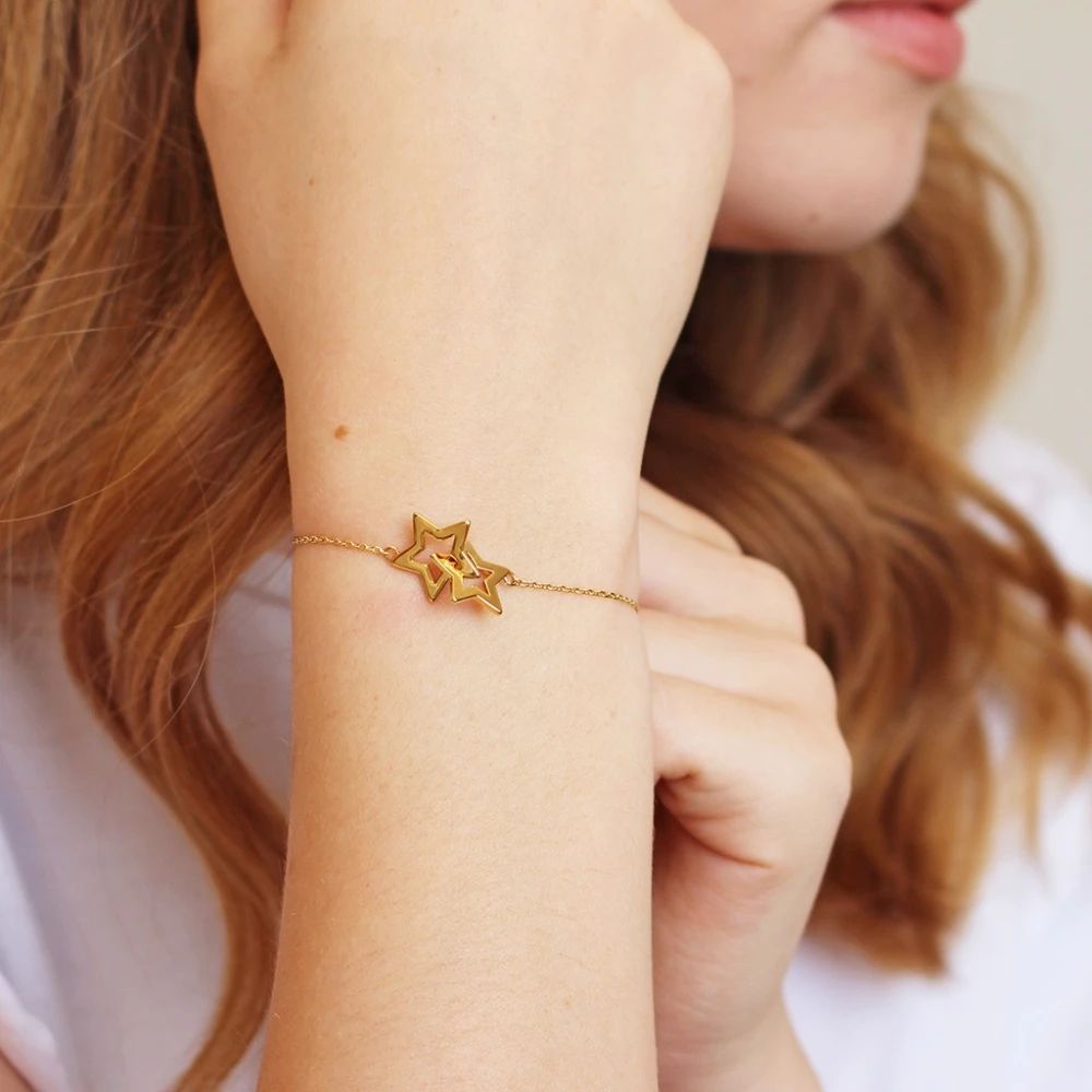 Interlocking Stars Bracelet in Gold | Designed in the UK | 14K Gold Plated