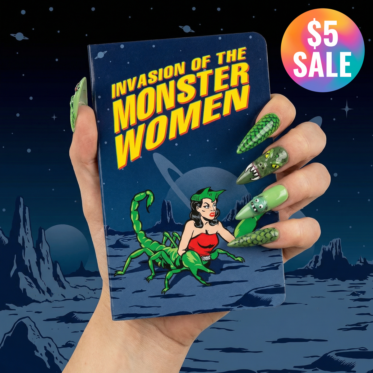 Invasion of the Monster Women Mini Notebooks - Set of 3 | Retro Comic Book Style Illustrations