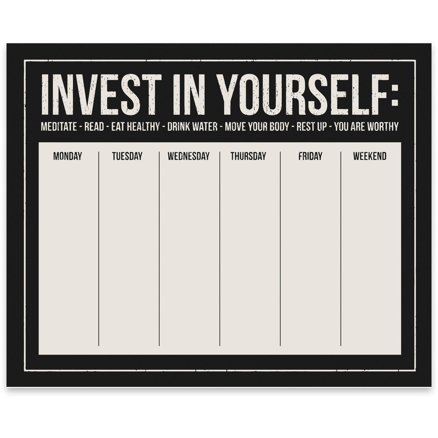 Invest In Yourself Weekly Planner Notepad