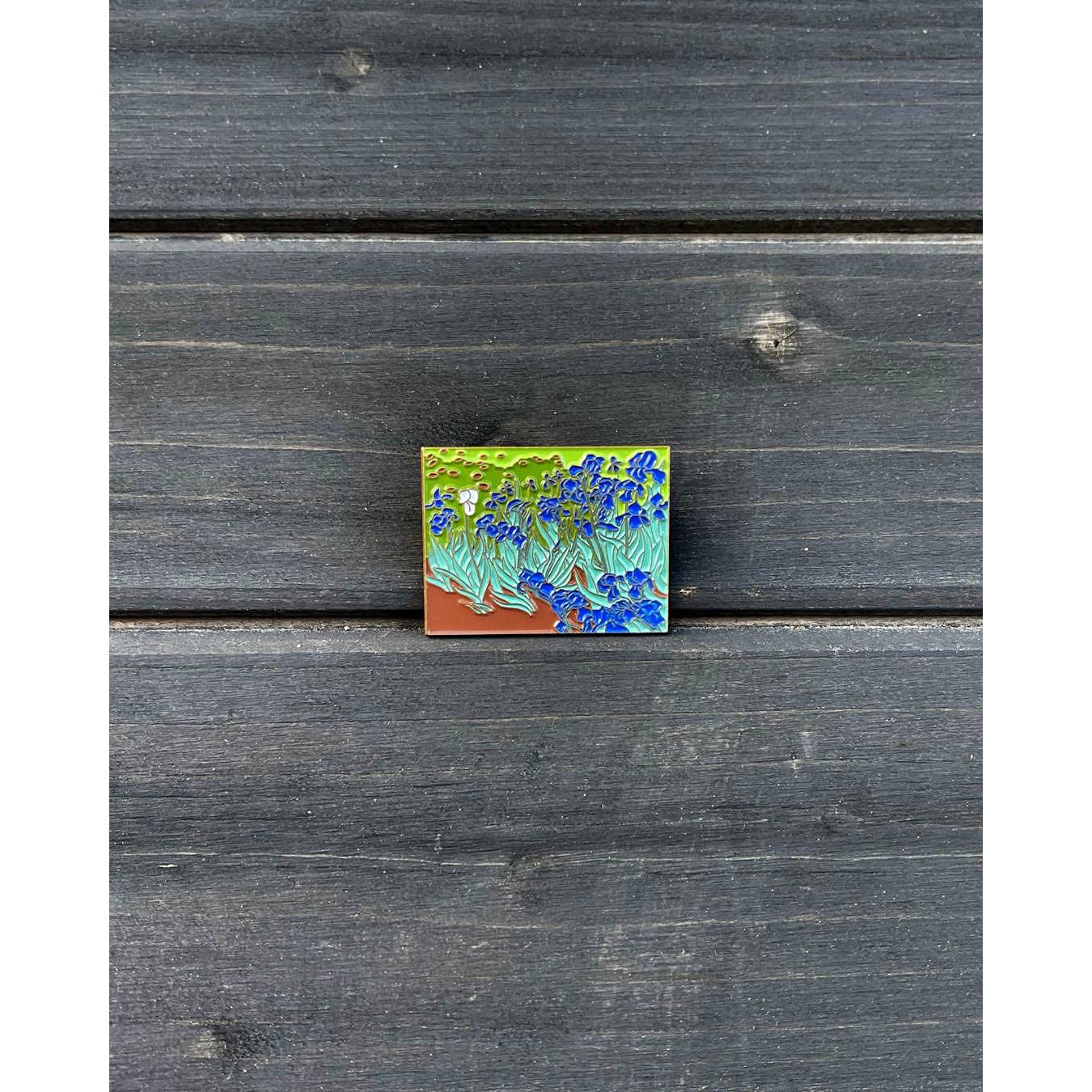 Irises Enamel Pin | Van Gogh Inspired Art Soft Lapel Pin | 1.6" x 1.2"