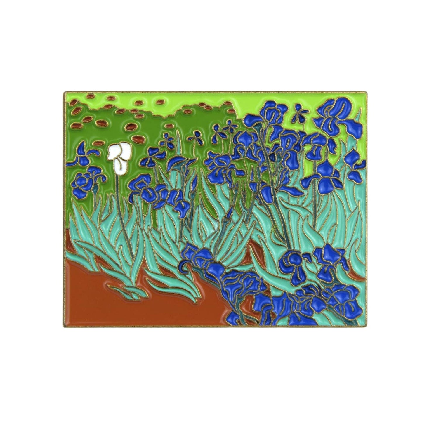 Irises Enamel Pin | Van Gogh Inspired Art Soft Lapel Pin | 1.6" x 1.2"