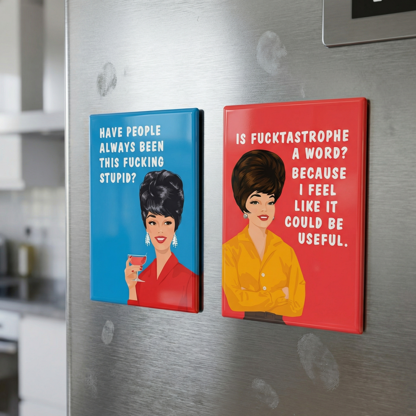 Is Fucktastrophe a Word? I Feel Like it could be Useful. Funny Profane Magnet | Sarcastic Retro Humor Fridge Magnet