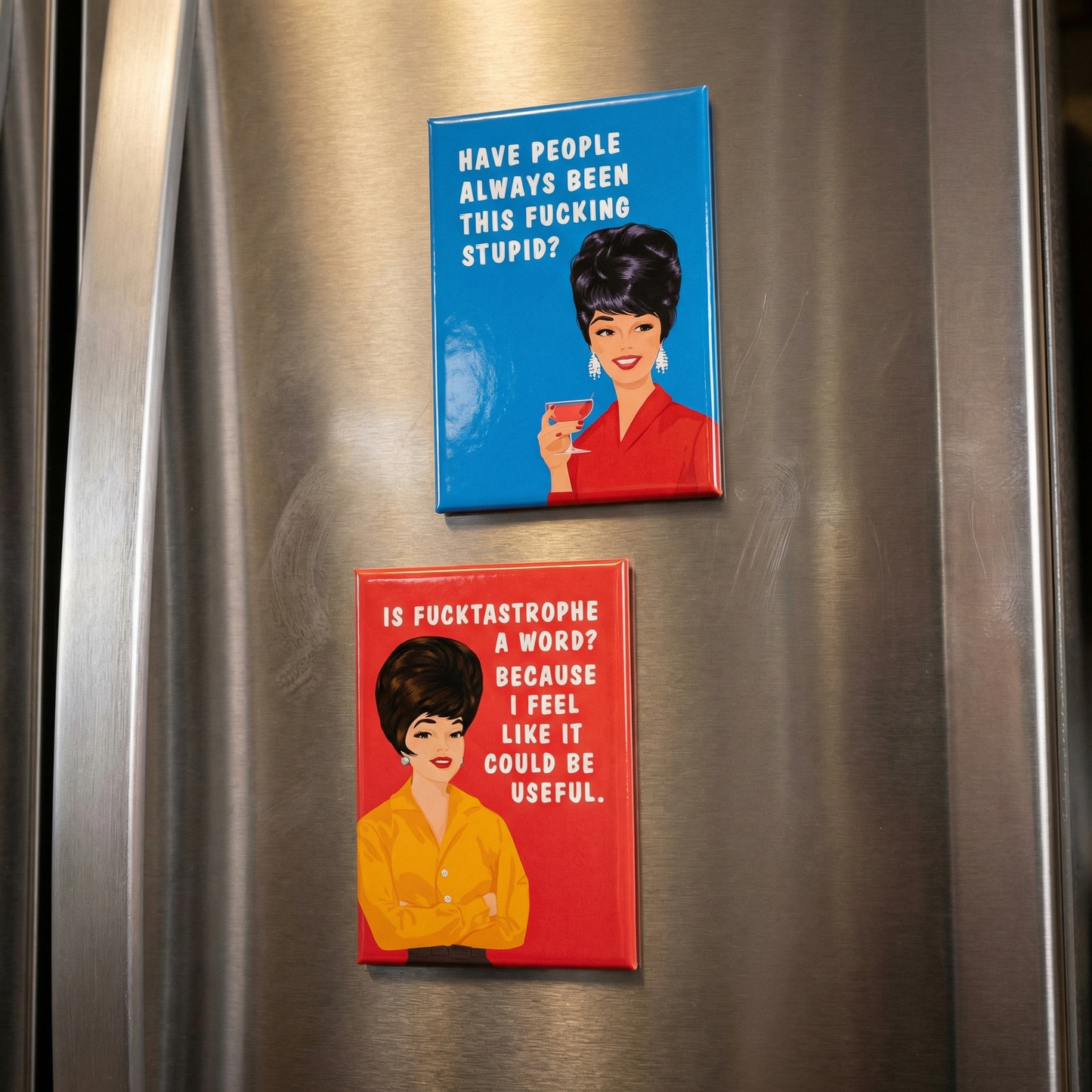 Is Fucktastrophe a Word? I Feel Like it could be Useful. Funny Profane Magnet | Sarcastic Retro Humor Fridge Magnet
